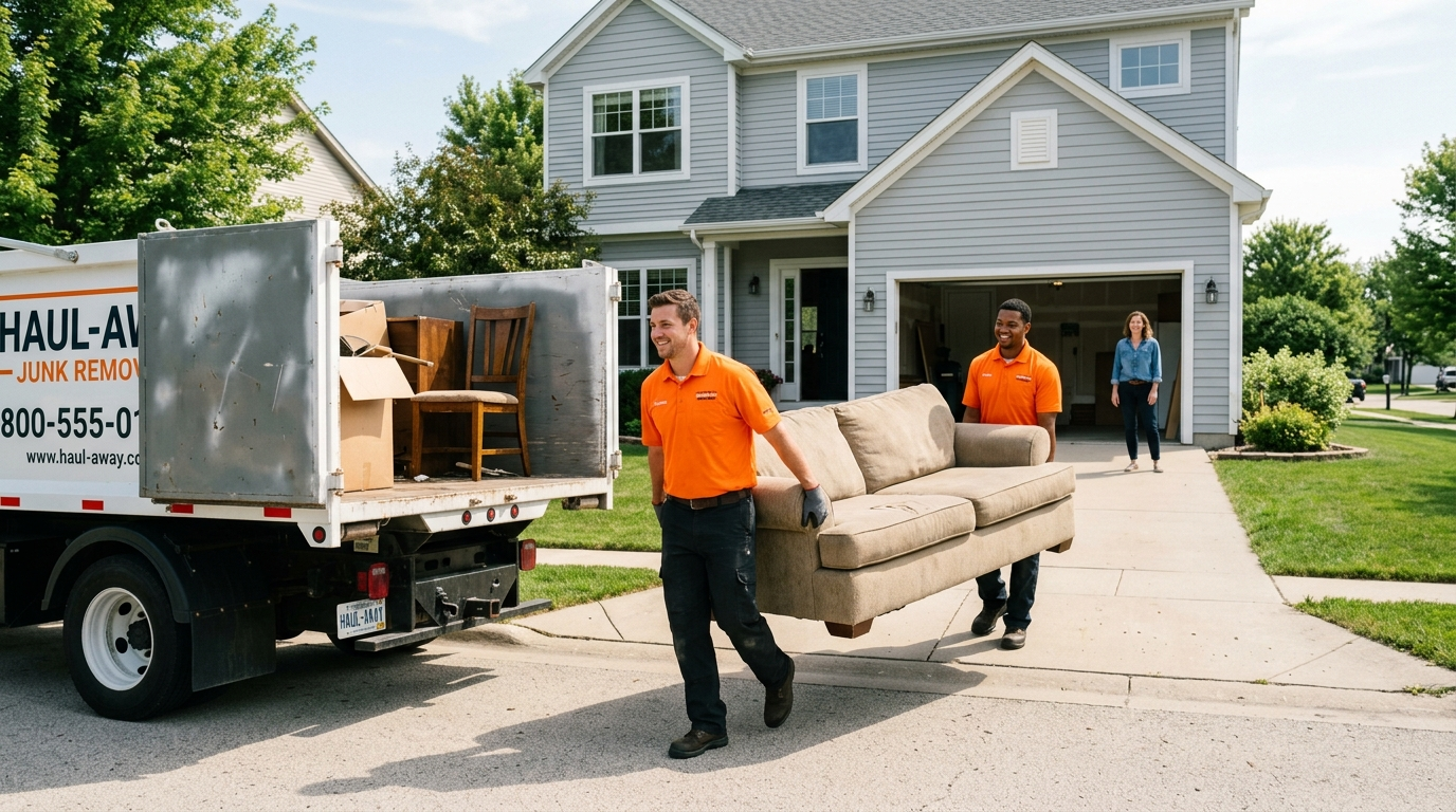 PackRat Junk Removal crew loading furniture into truck